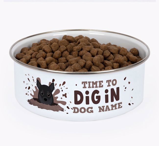 Time To Dig In: Personalised {breedFullName} Enamel Dog Bowl